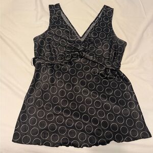 Black and White Polka Dot Sleeveless Top